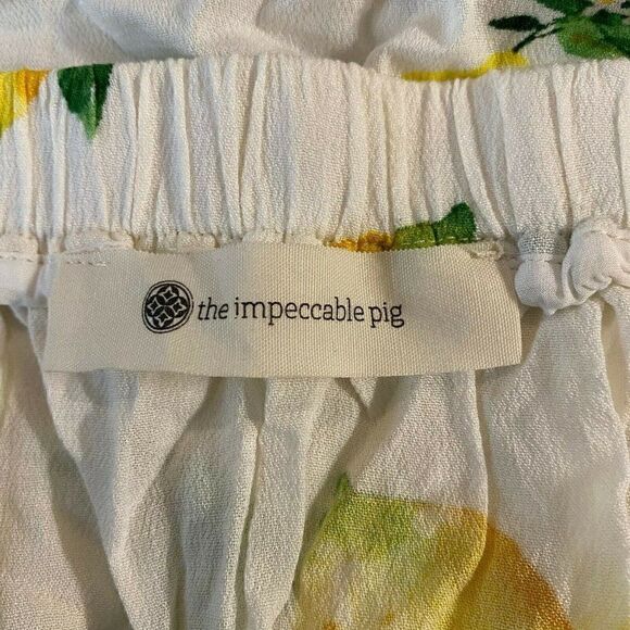 The Impeccable Pig Womens White Floral Off The Shoulder Cropped Blouse Top Small - Picture 5 of 6